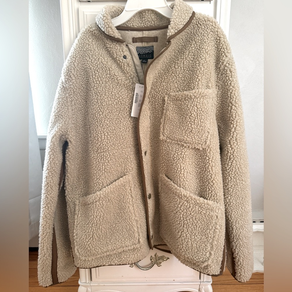 J.Crew Nordic sherpa fleece shawl-collar jacket